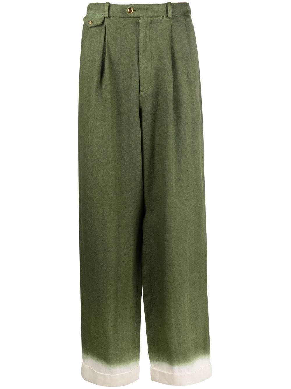 Wide-Leg Contrast-Cuff Trousers