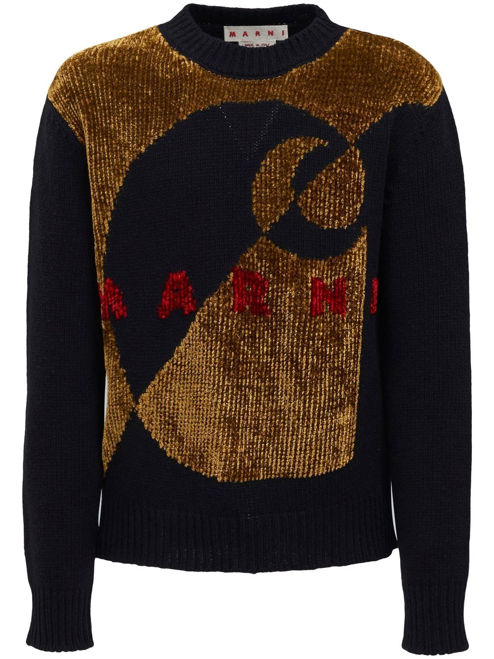 Velvet-Effect Logo Knit Jumper