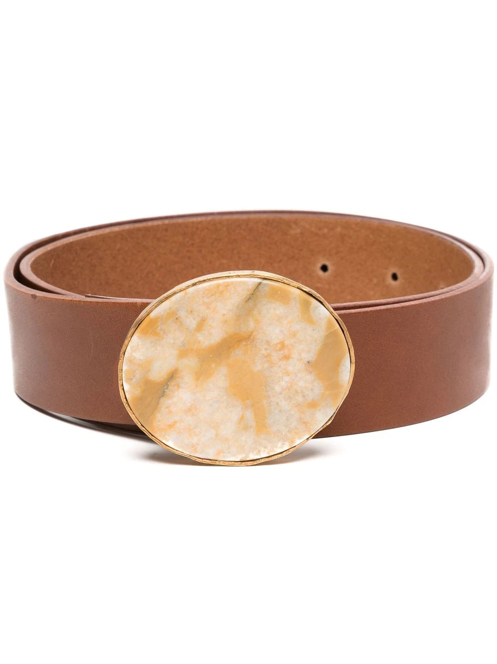 Crystal-Buckle Leather Belt