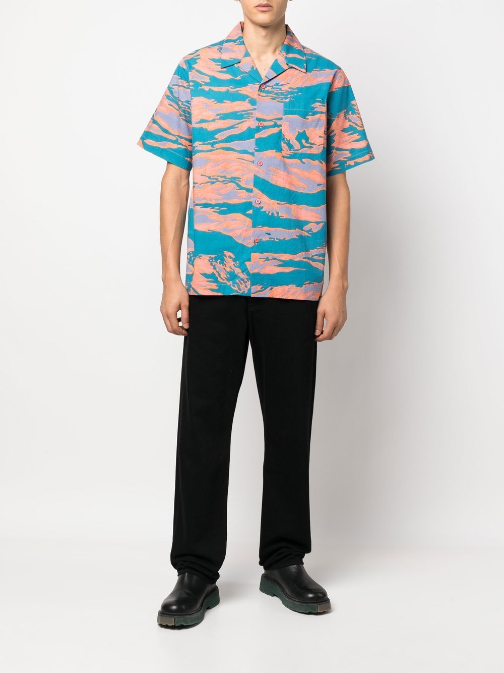Graphic-Print Camp-Collar Shirt