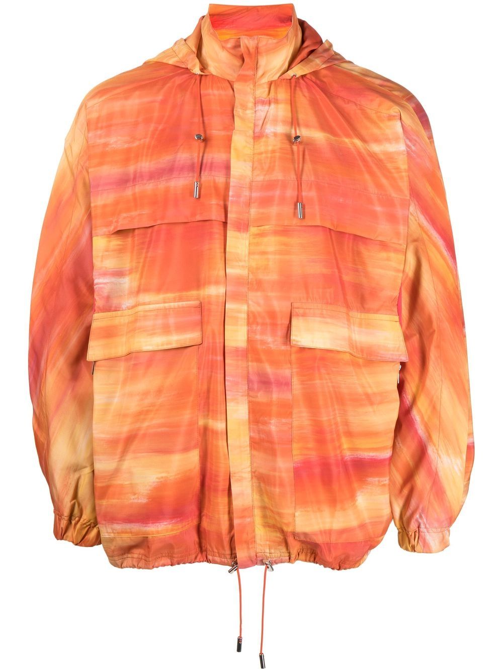 Abstract-Print Hooded Jacket