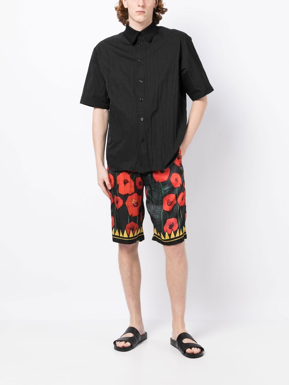 Floral-Print Silk Shorts