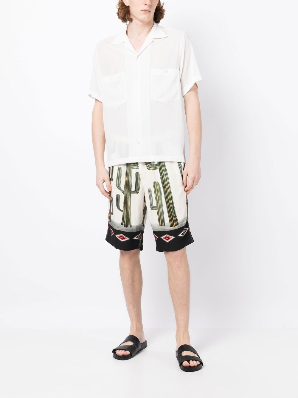 Graphic-Print Rayon Shorts