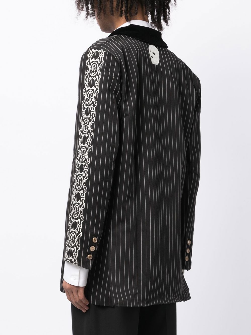 Stripe-Print Single-Breasted Blazer