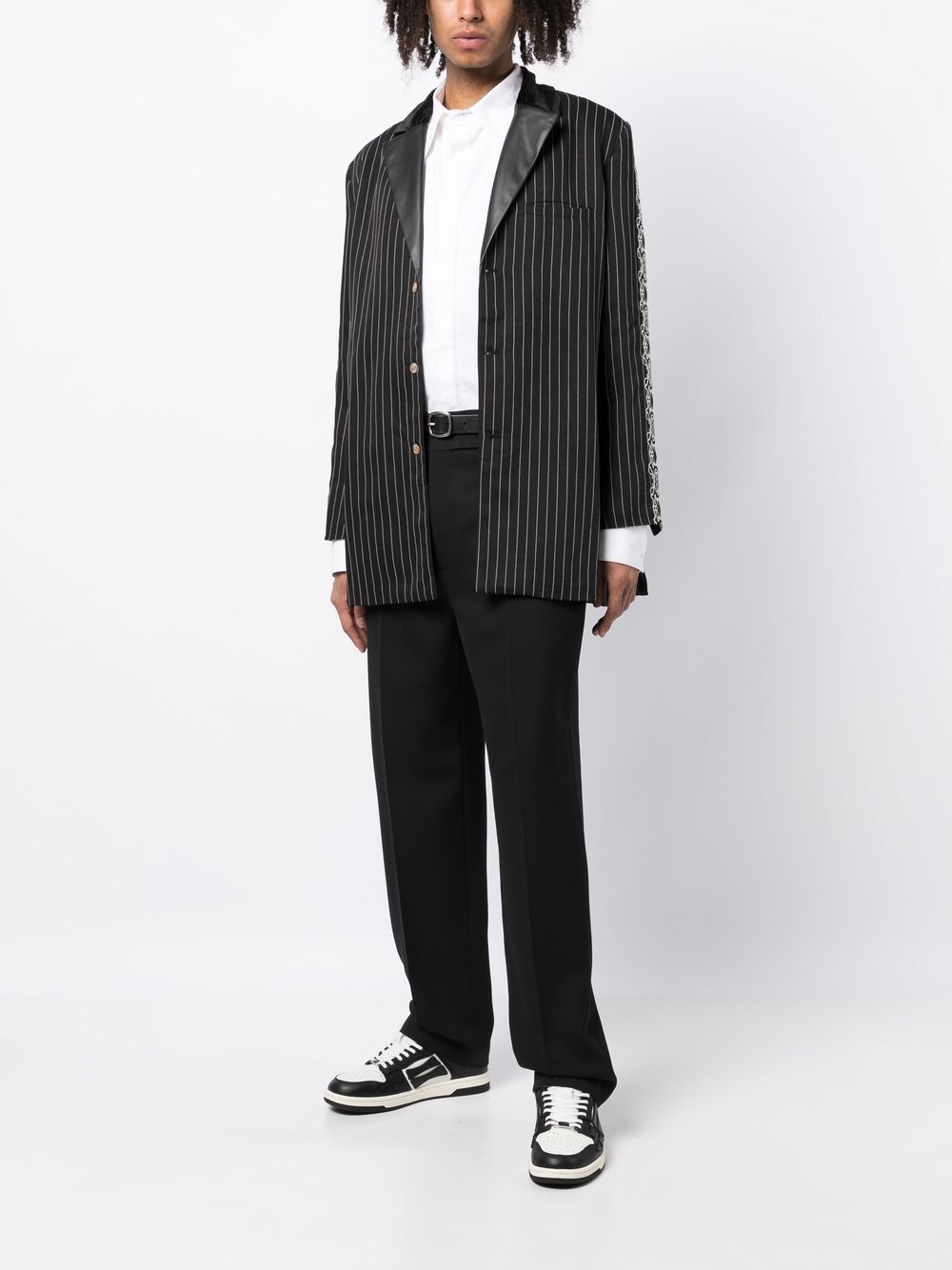 Stripe-Print Single-Breasted Blazer