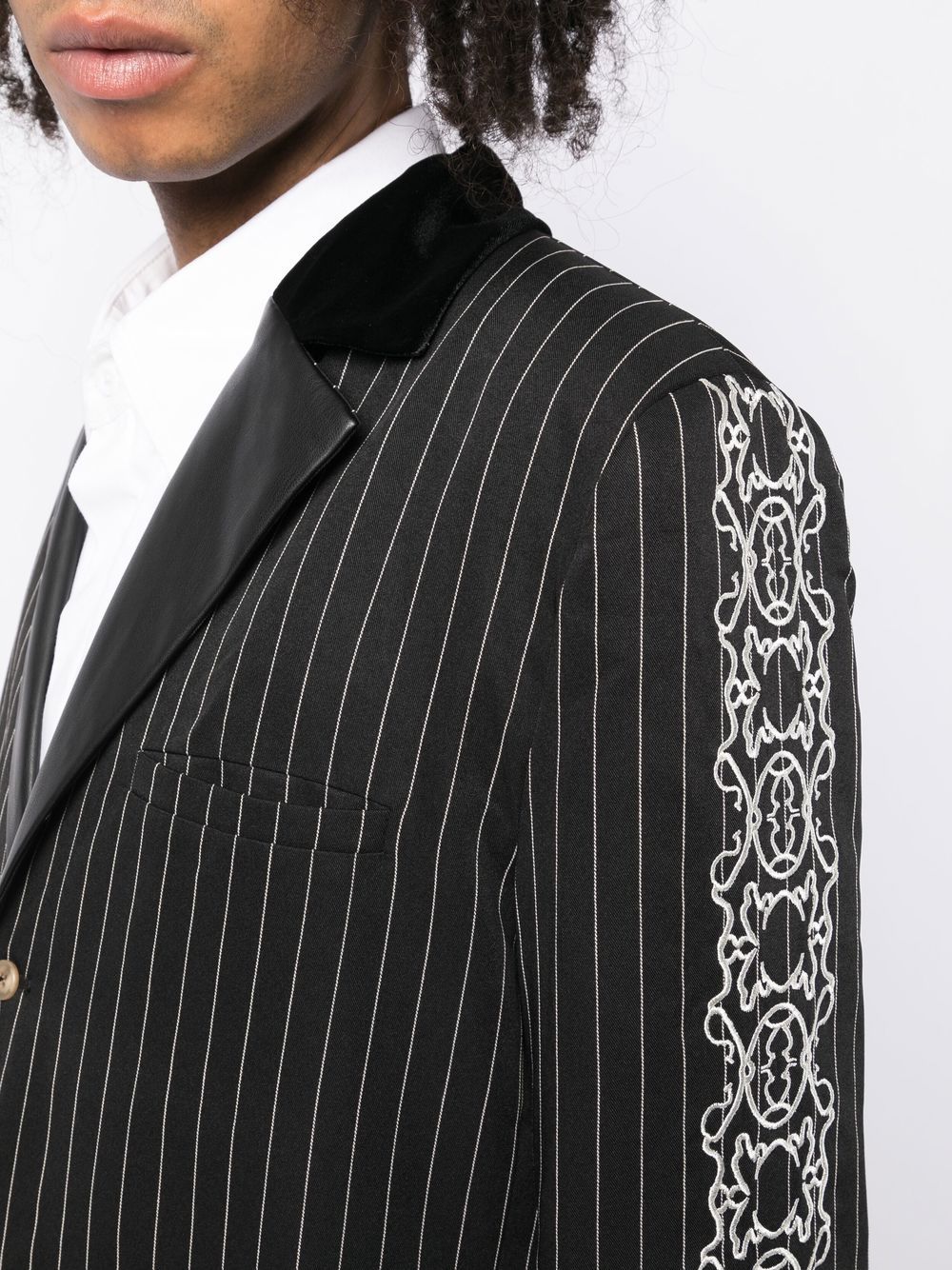 Stripe-Print Single-Breasted Blazer