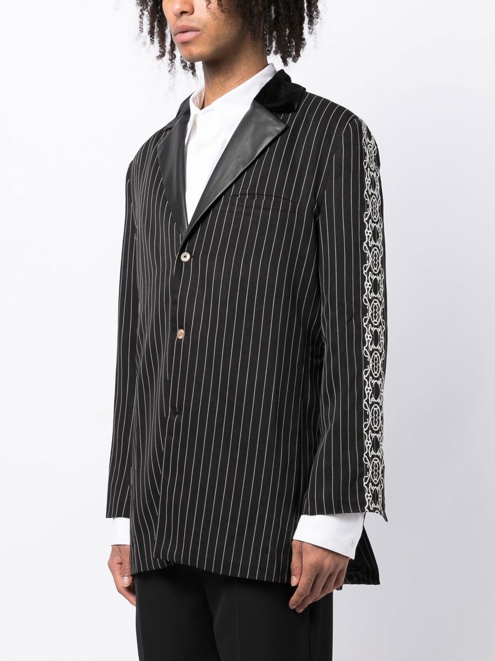 Stripe-Print Single-Breasted Blazer