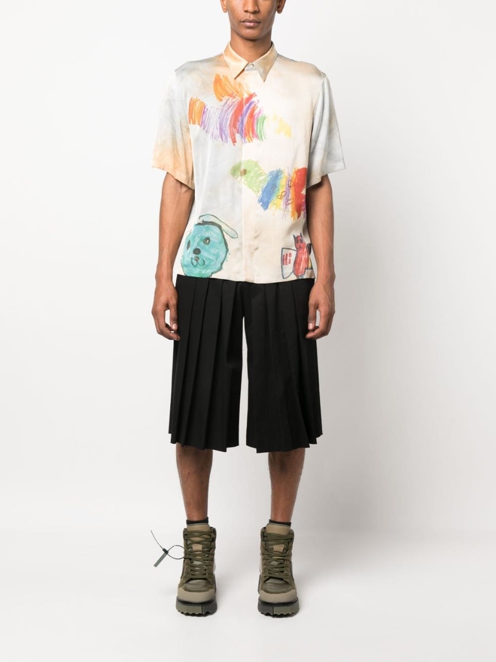 Cartoon-Print Short-Sleeved Shirt