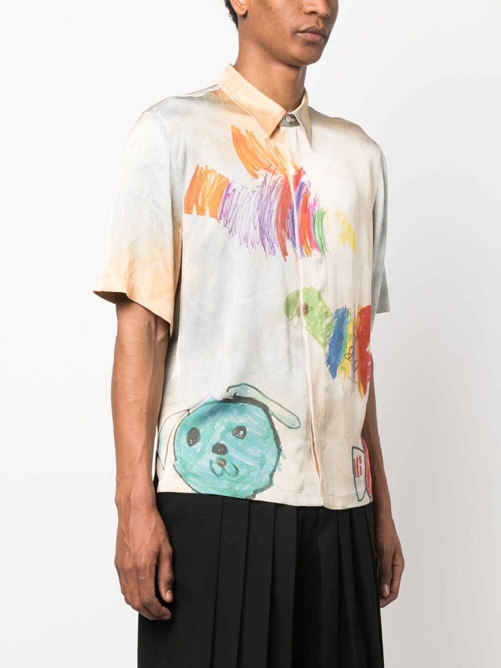 Cartoon-Print Short-Sleeved Shirt