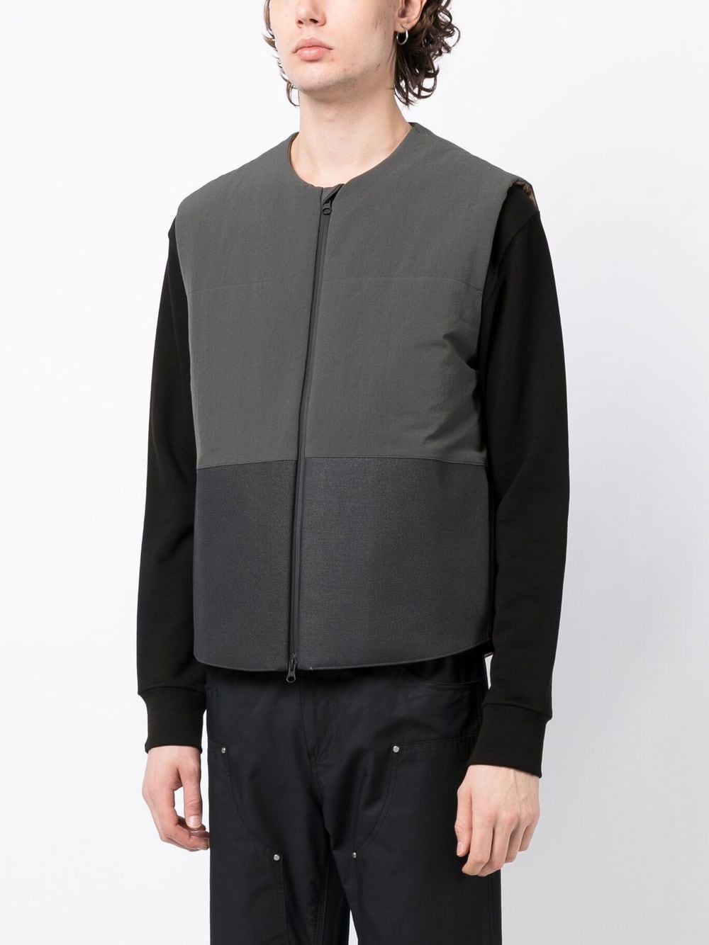 Zip-Up Collarless Gilet