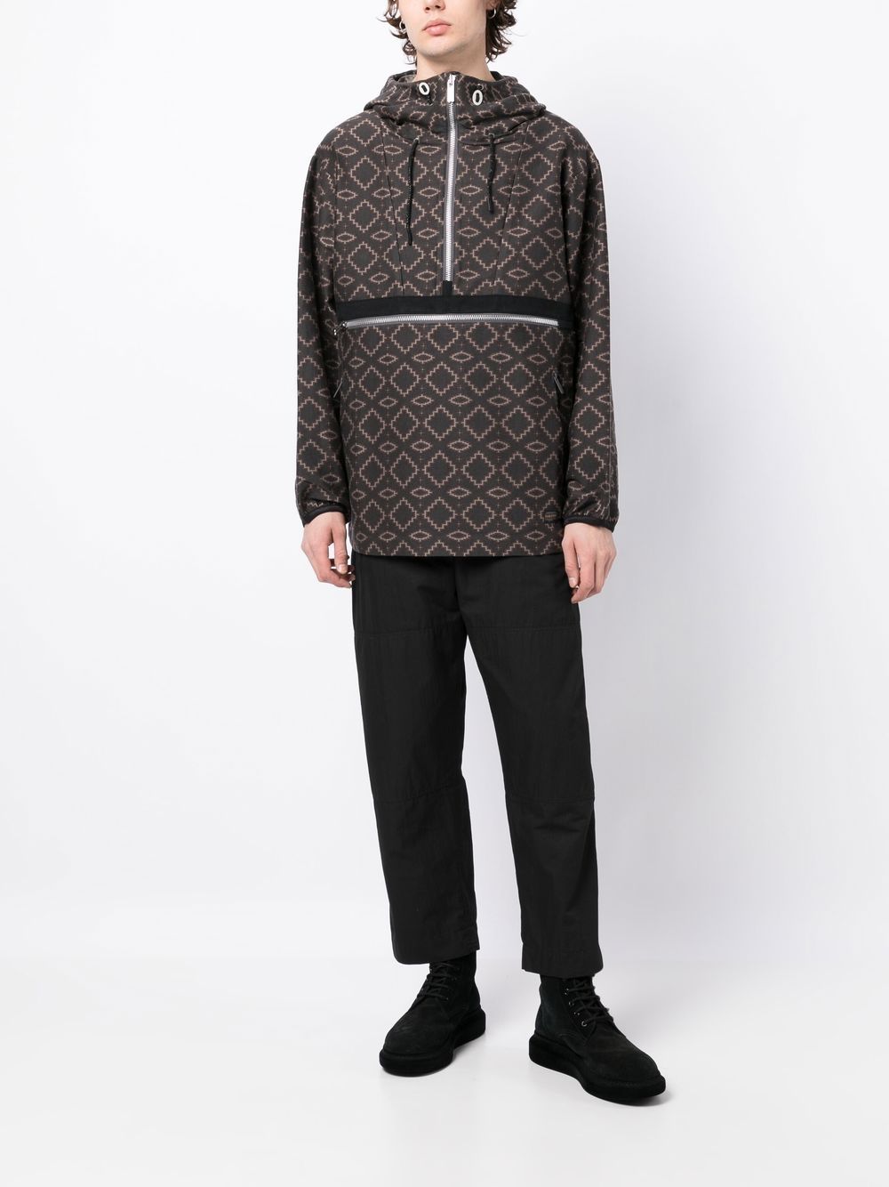 Geometric Pattern Half-Zipped Jacket