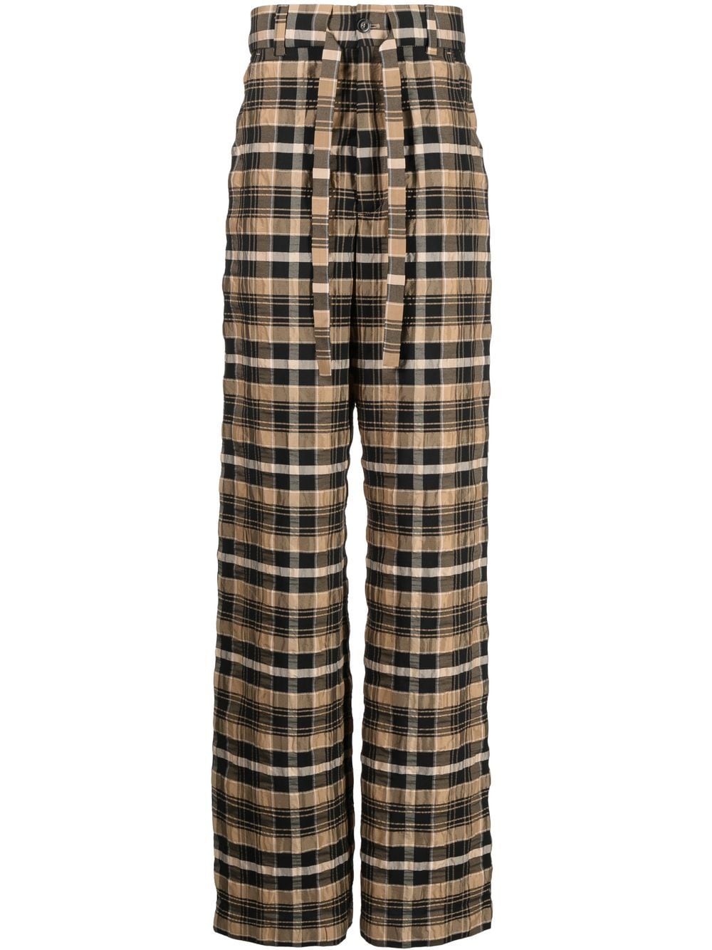 Check-Print Straight-Leg Trousers