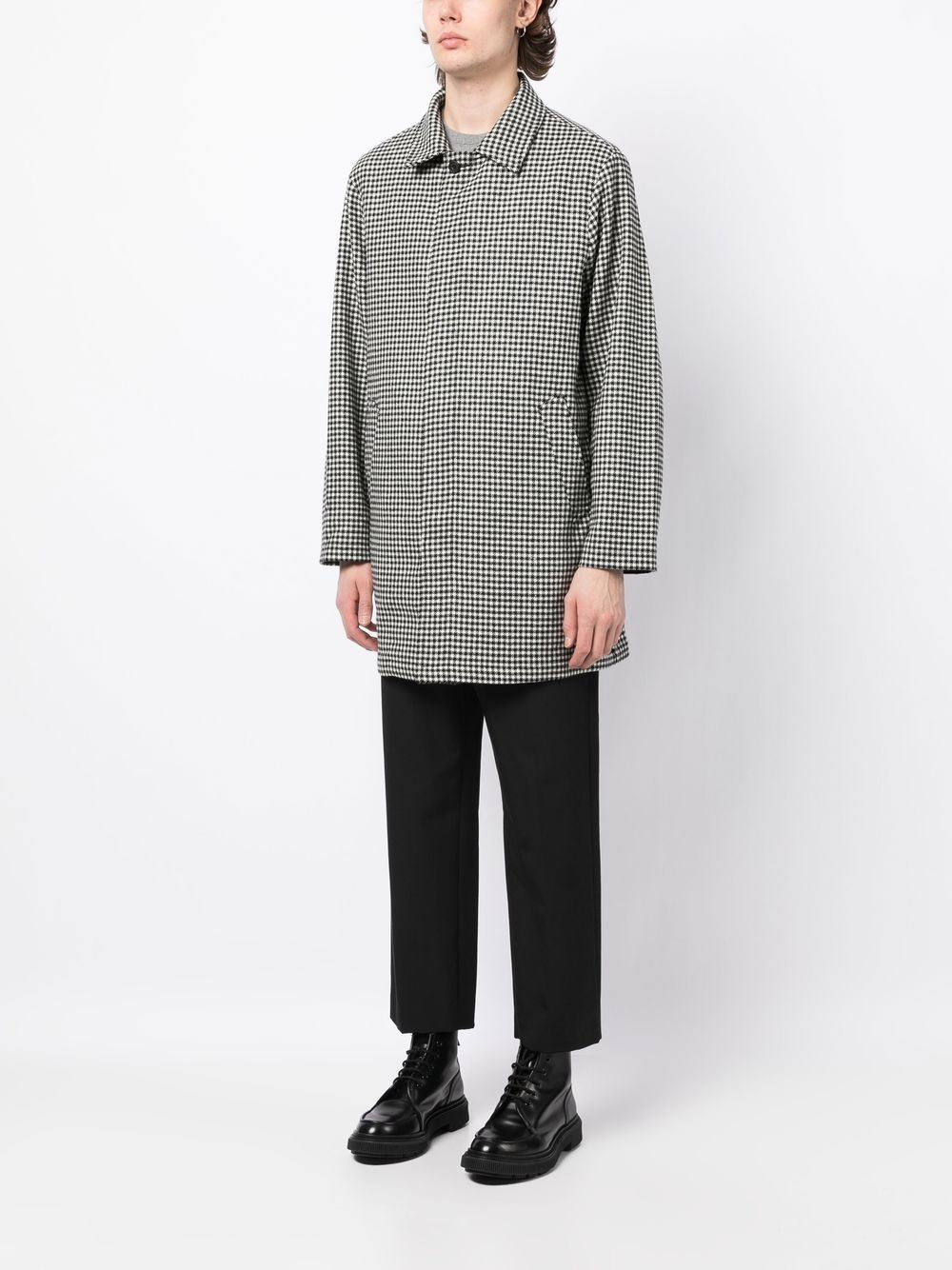 Wool Dogtooth Pattern Coat