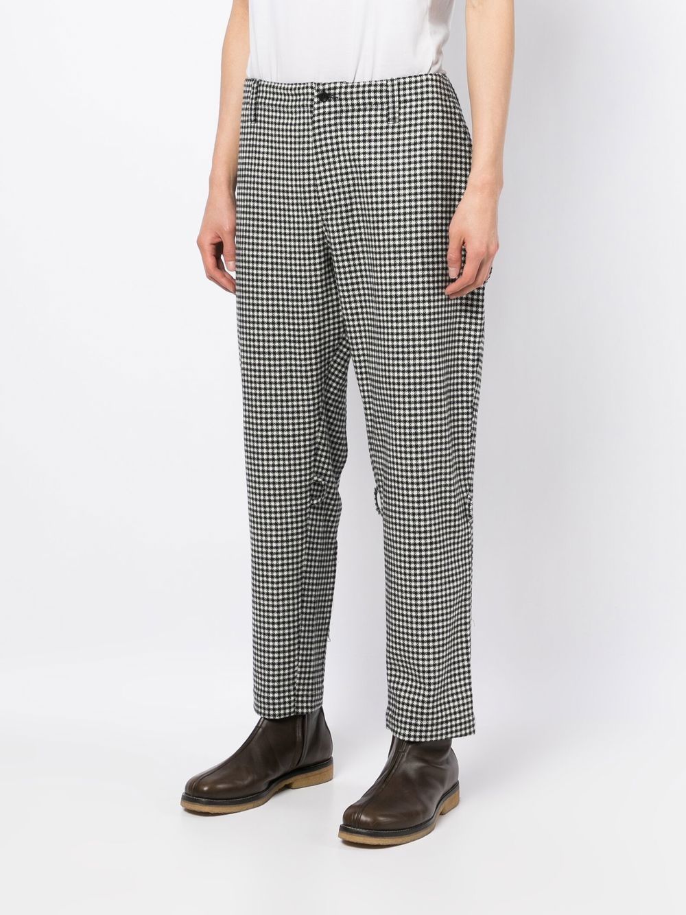 Houndstooth Rear-Zip Tapered Trousers