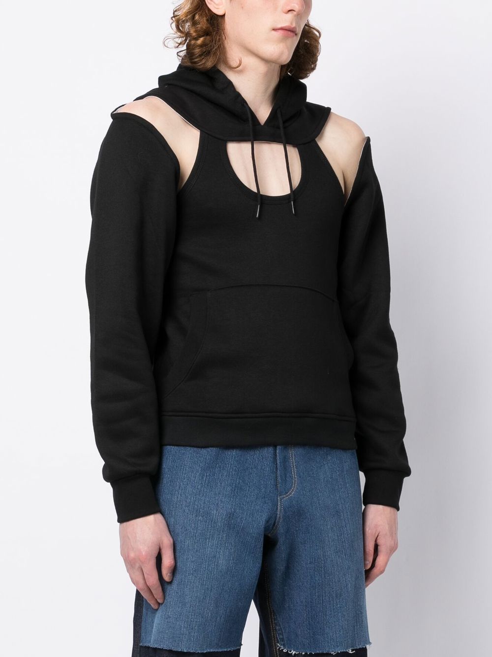 Cold-Shoulder Drawstring Hoodie