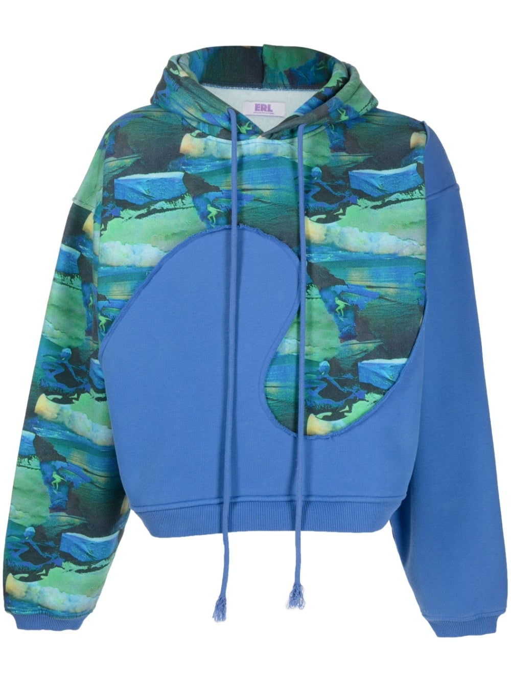 Abstract-Print Long-Sleeved Hoodie