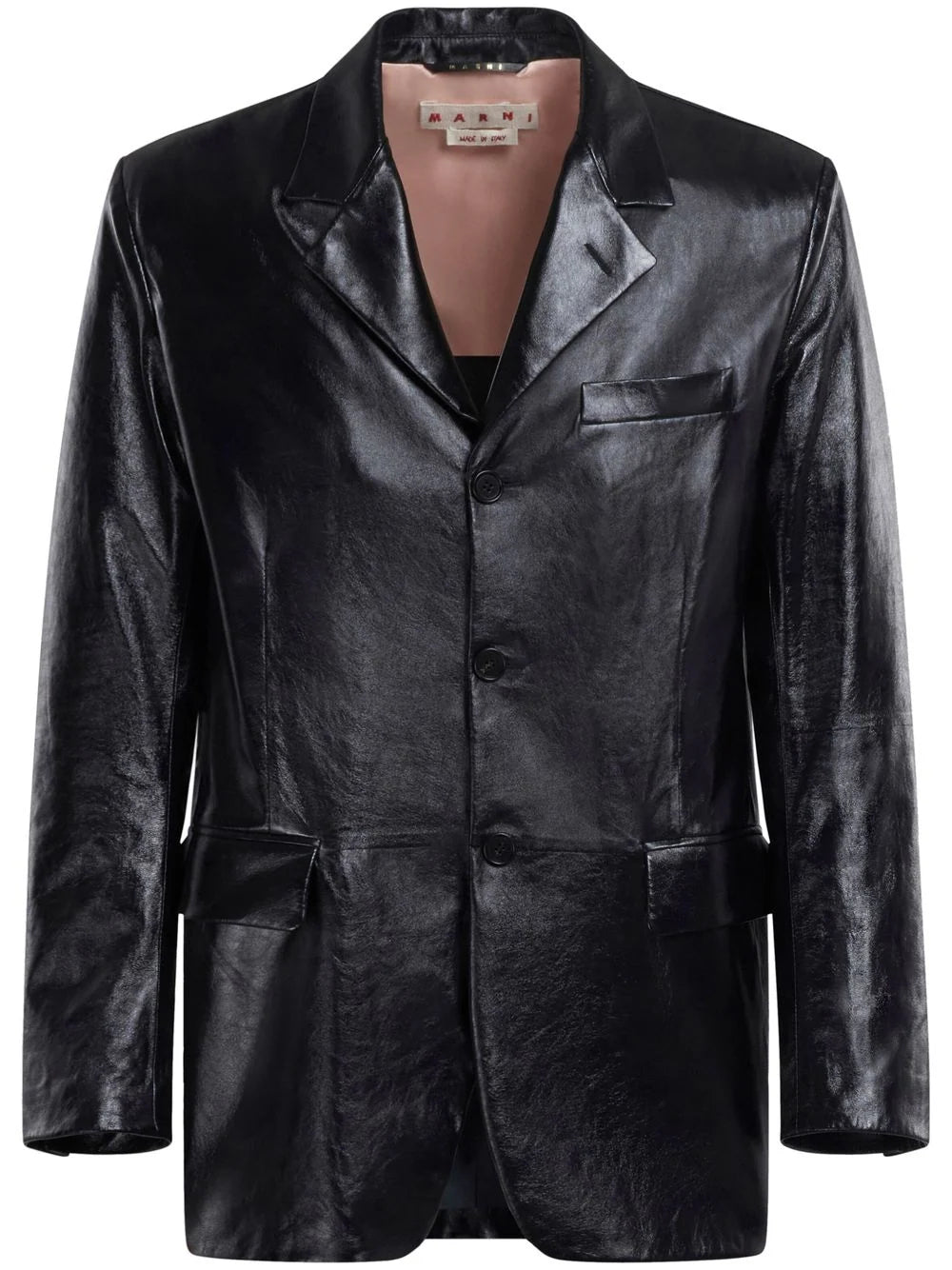 Polished-Finish Leather Jacket