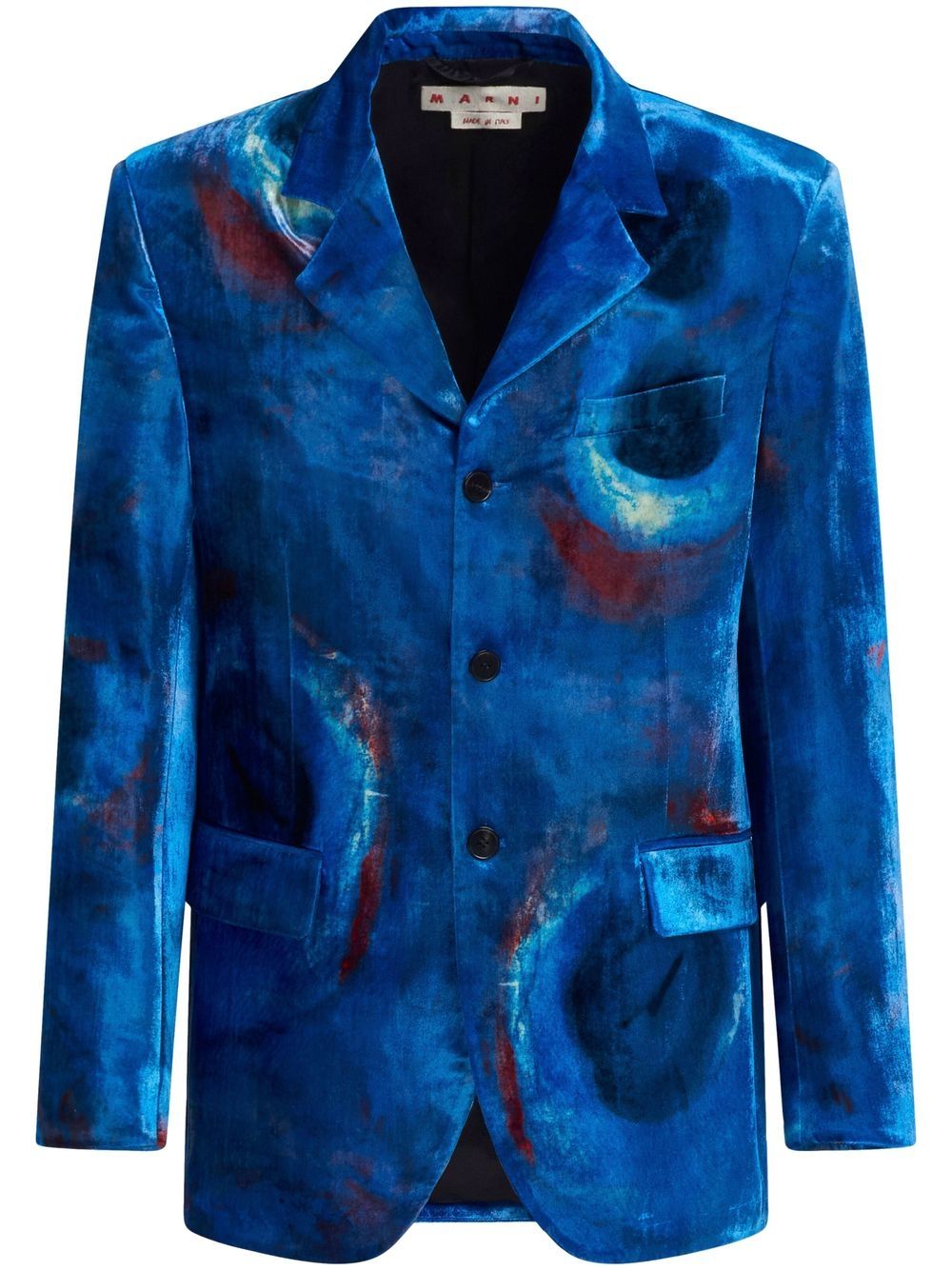 Painterly-Print Single-Breasted Blazer