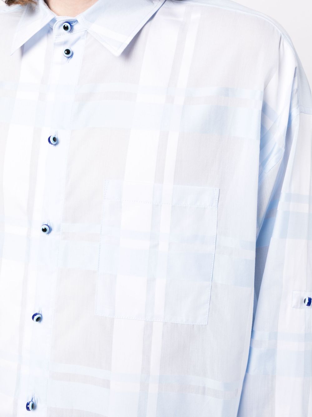 Semi-Sheer Plaid Cotton Shirt