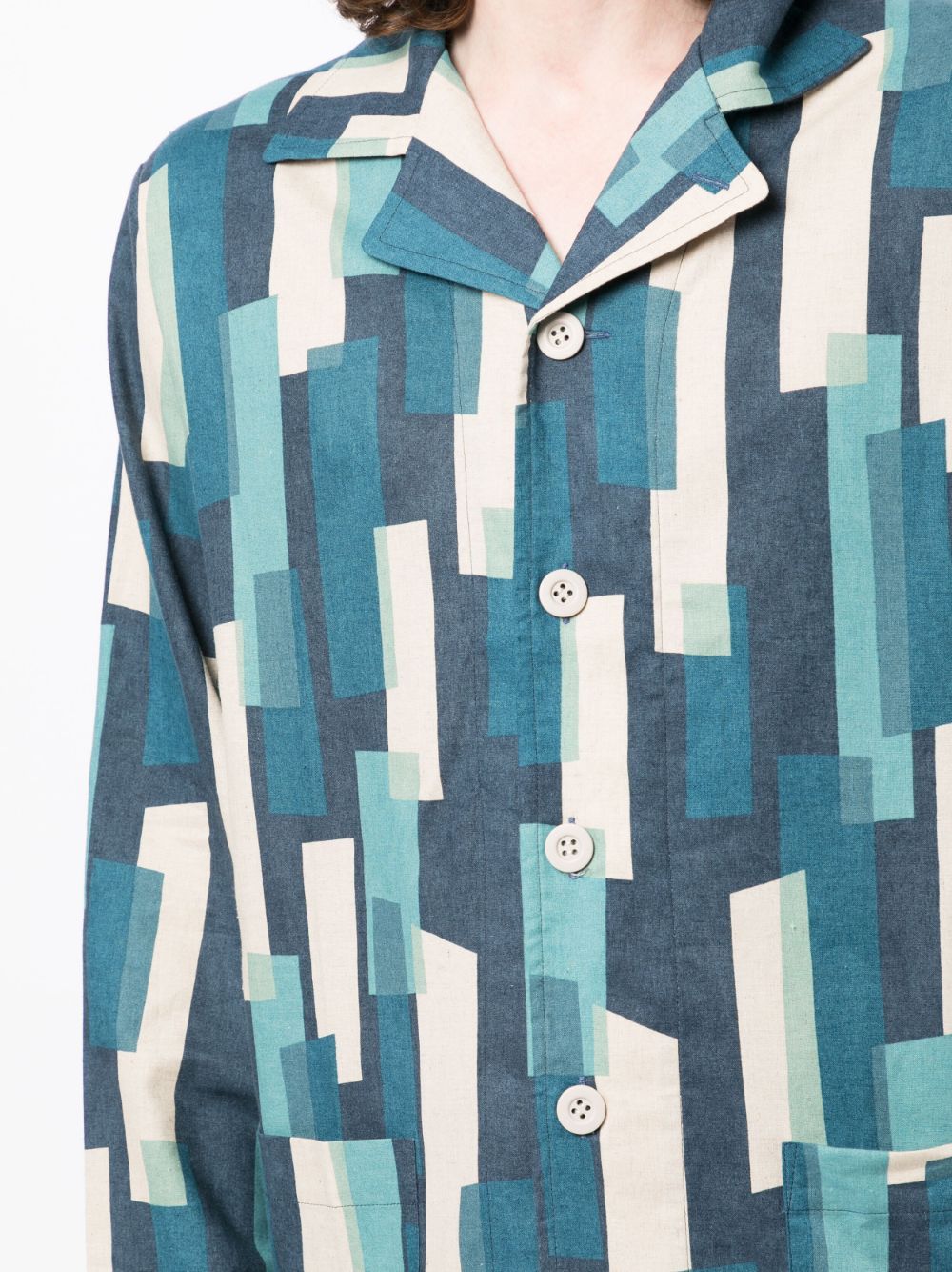 Geometric-Print Button-Up Shirt
