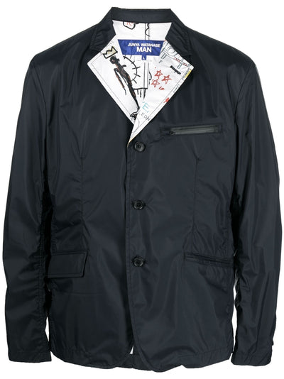 Single-Breasted Sketch-Print Blazer