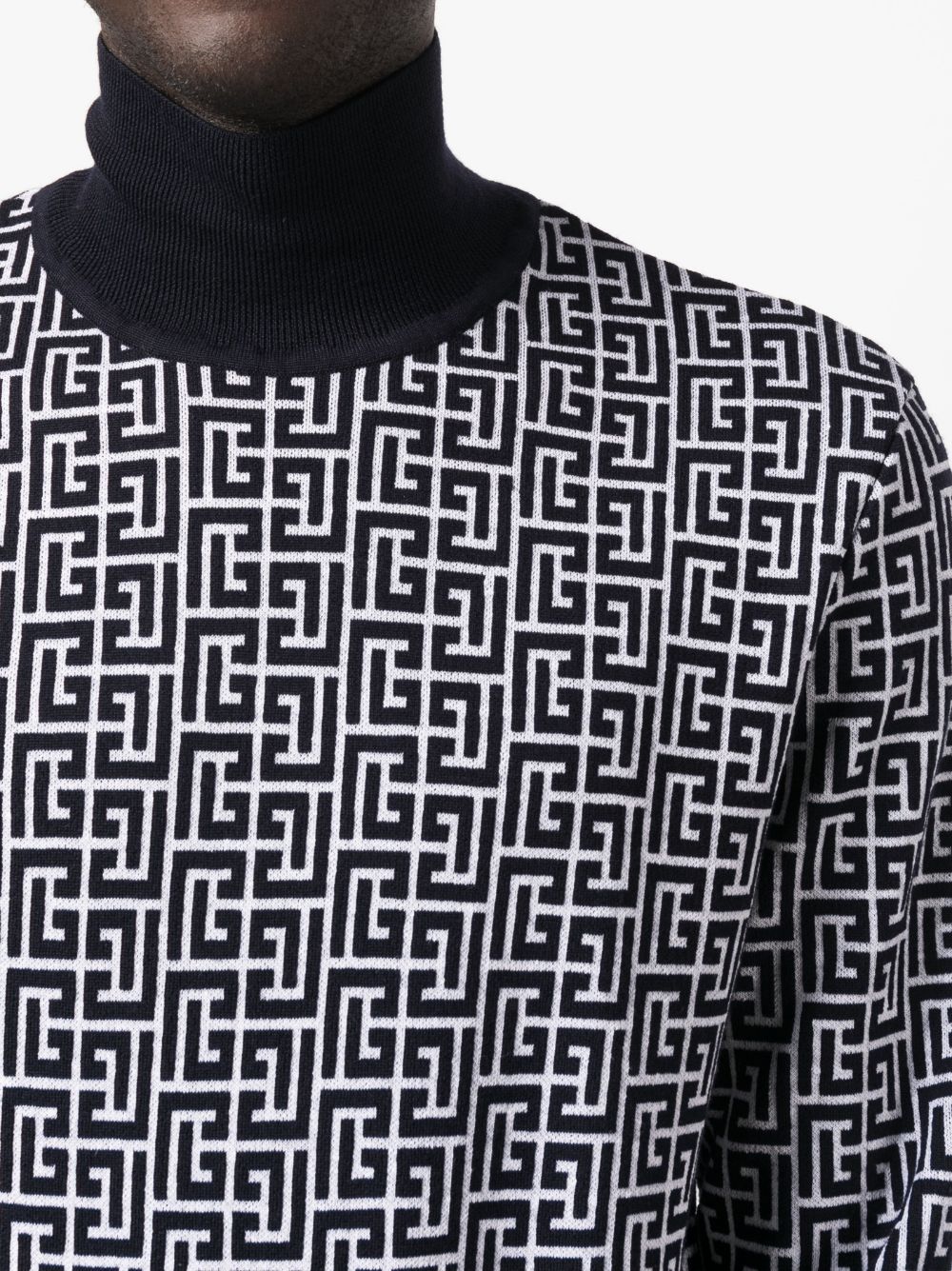 Monogram-Intarsia Roll-Neck Jumper