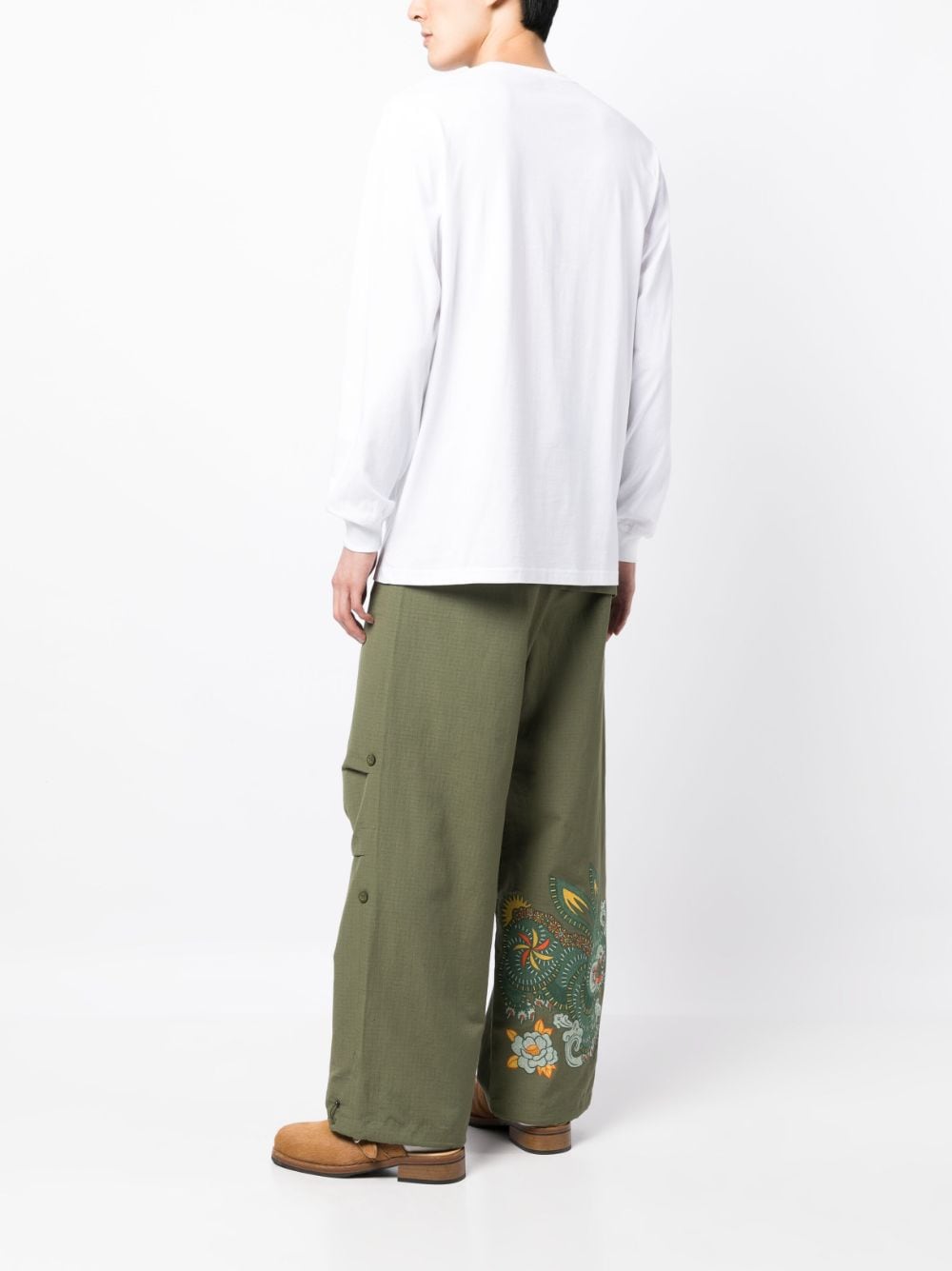 Rabbit-Embroidered Loose-Fit Trousers