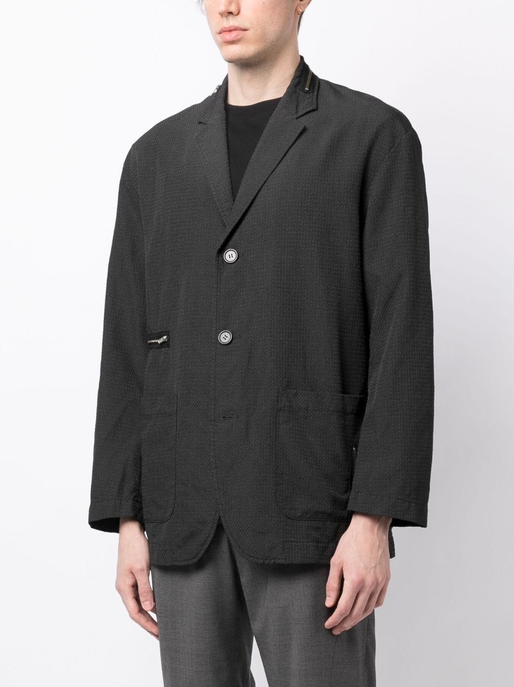 Textured Single-Breasted Blazer