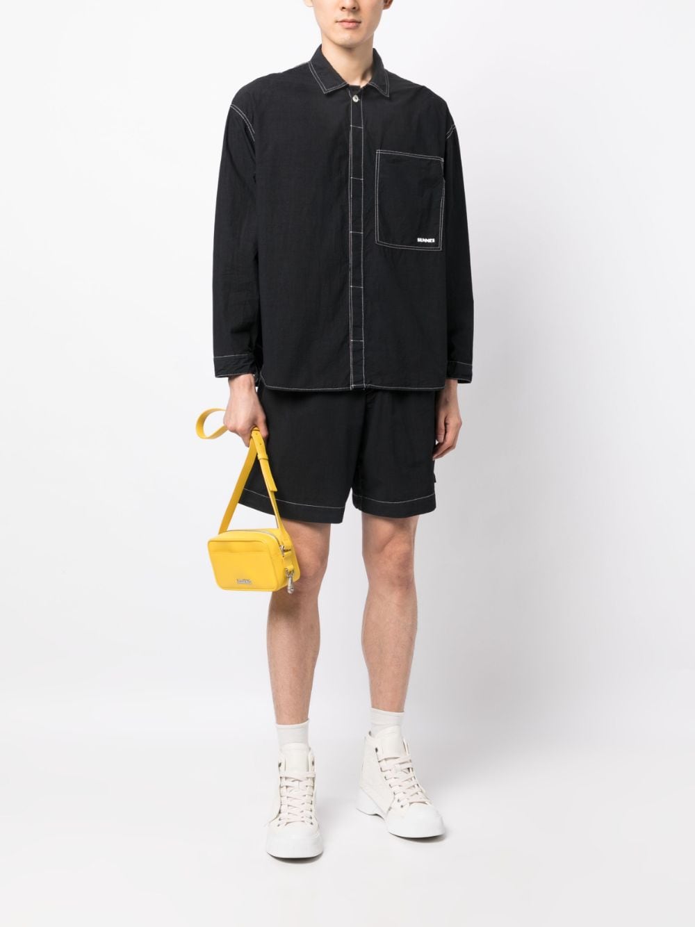 Contrast-Stitching Cotton Shorts